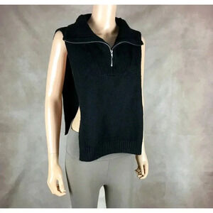 H&M Black Partial Zip OPEN SIDES Poncho Sweater ONE SIZE